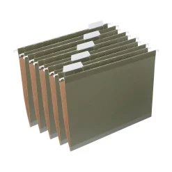 Staples 100% Recycled Reinforced Hanging File Folder, 1/5-Cut Tab, Letter Size, Standard Green, 25/Box (TR16403)