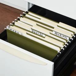 Staples 100% Recycled Reinforced Recycled Hanging File Folder, 1/3-Cut Tab, Letter Size, Standard Green, 25/Box