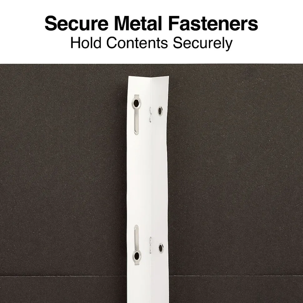 Staples 10% Recycled Smooth 2-Pocket Paper Presentation Folder with Fasteners, Black, 10/Pack (13386-US)