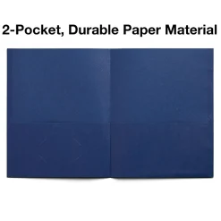 Staples 10% Recycled Smooth 2-Pocket Paper Presentation Folder, Dark Blue, 10/Pack (ST13377)