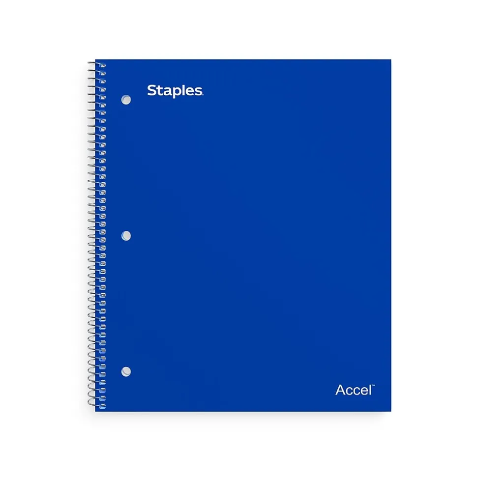 Staples Accel 1-Subject Notebooks, 8.5" x 11", Graph Ruled, 100 Sheets (ST25855D)