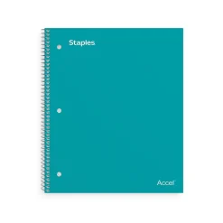 Staples Accel 1-Subject Notebook, 8.5" x 11", College Ruled, 100 Sheets, Blue (ST20955D)