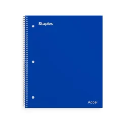 Staples Accel 1-Subject Subject Notebook, 8-1/2" x 11", Graph Ruled, Assorted, 12/Pack (25855CT)