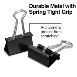 Staples Assorted Binder Clips, 1" Capacity, Black, 60 Clips/Pack (ST15339-CC)