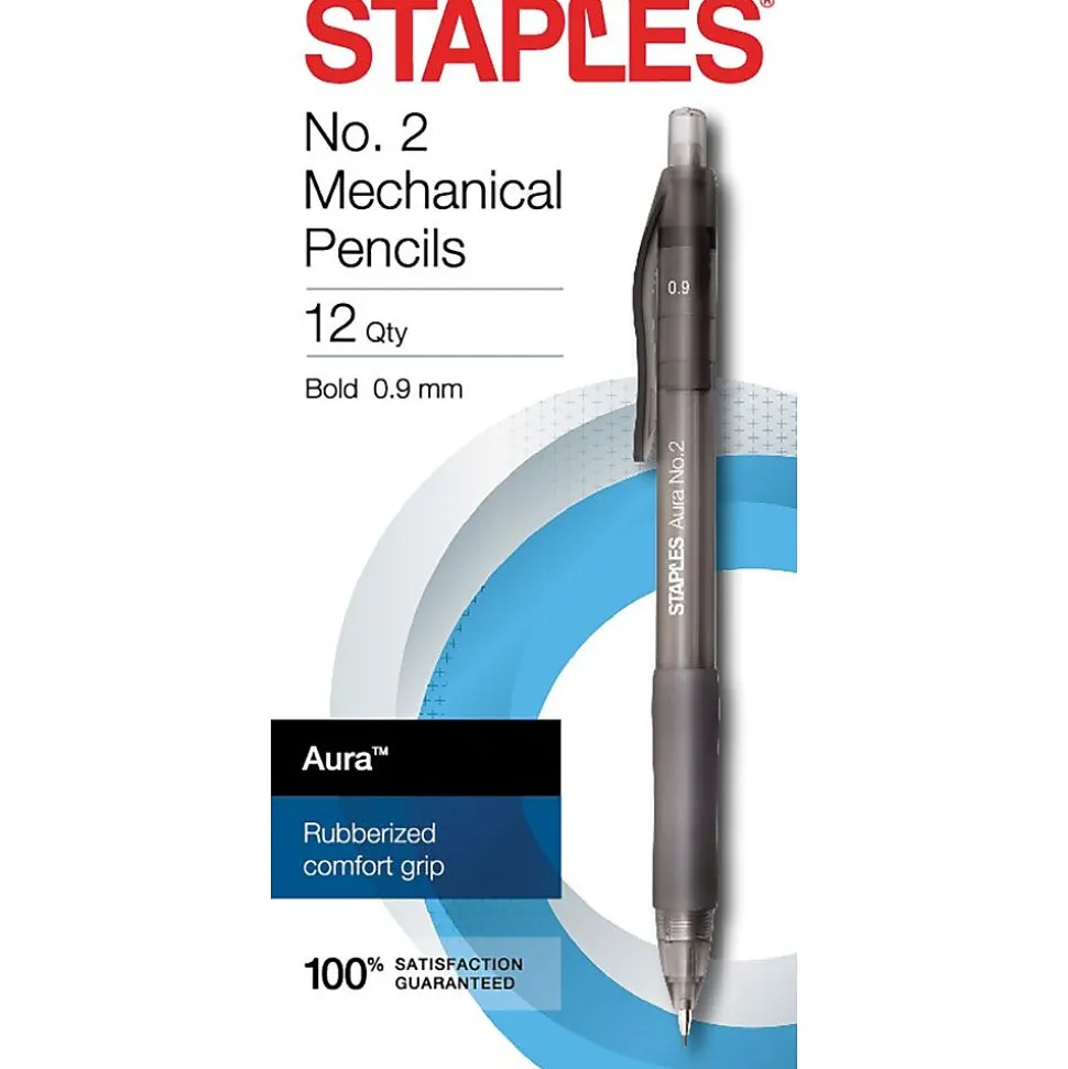 Staples Aura Mechanical Pencil, 0.9mm, #2 Medium Lead, Dozen (50441)