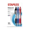 Staples Ballpoint Retractable Pens, Medium Point, Assorted Ink, 50/Pack (50371)