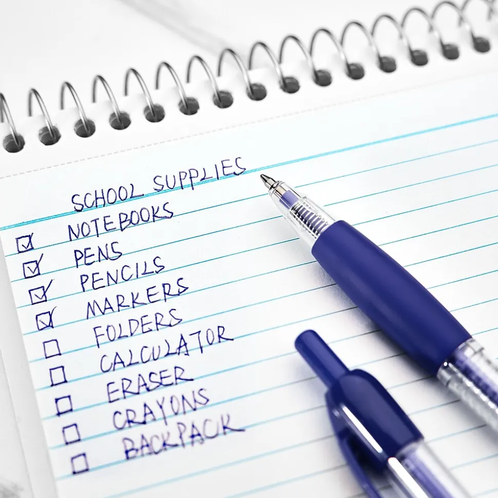 Staples Ballpoint Retractable Pens, Fine Point, Blue Ink, Dozen (50788)