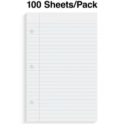 Staples® College Ruled Filler Paper, 5.5" x 8.5", 3-Hole Punched, White, 100 Sheets/Pack (ST12301D)