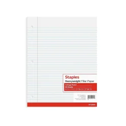 Staples® College Ruled Filler Paper, 8.5" x 11", 50 Sheets/Pack (ST22643D)