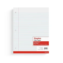 Staples® College Ruled Filler Paper, 8.5" x 11", White, 400 Sheets/Pack (ST27521D)