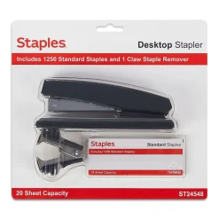 Staples® Combo Pack Desktop Stapler, 20-Sheet Capacity, Staples Included, Black (ST24548/24548)