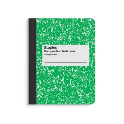 Staples® Composition Notebook, 7.5" x 9.75", College Ruled, 100 Sheets, Green (ST55066)