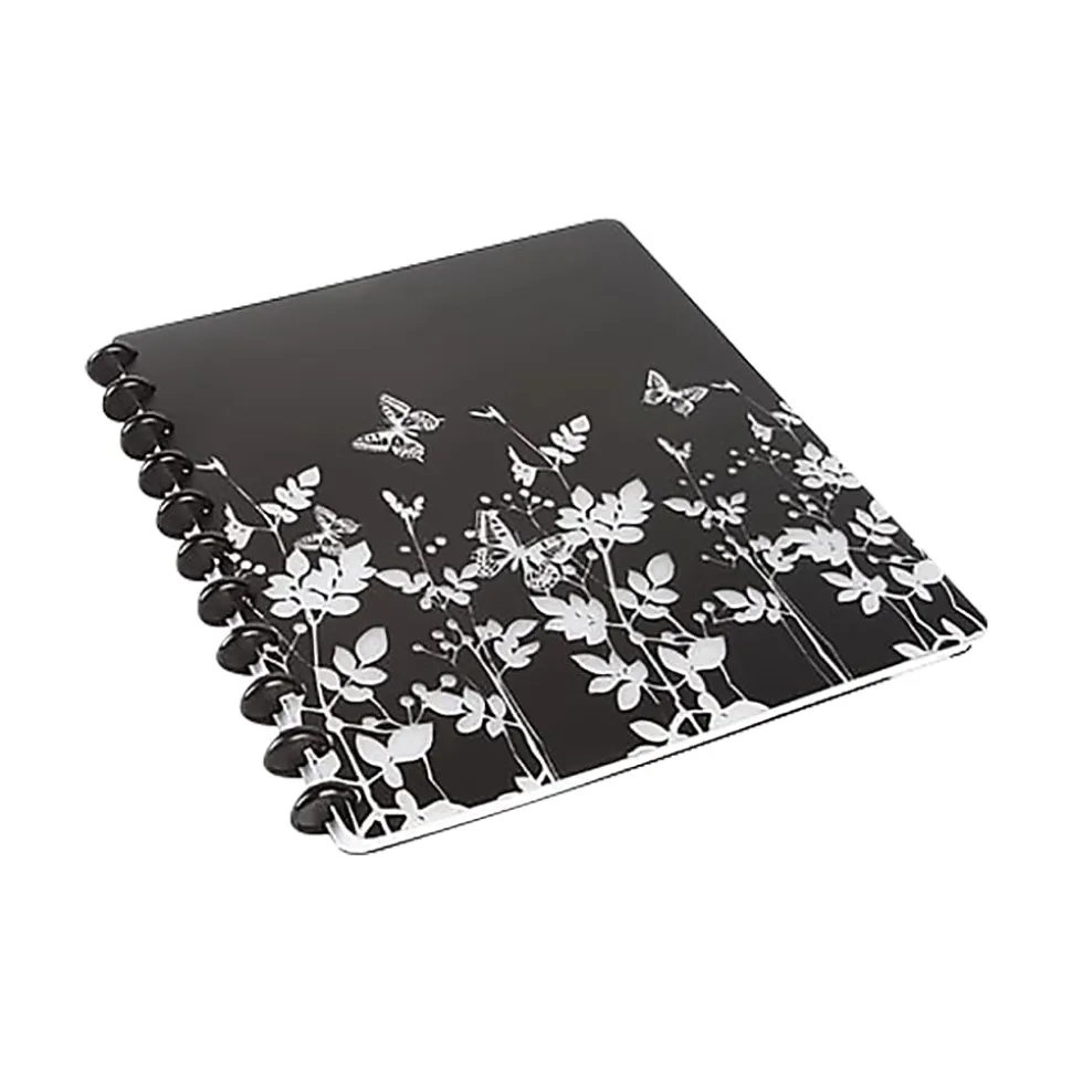 Staples® Customizable Arc Notebook System, 9.38" x 11.25", Narrow Ruled, 60 Sheets, Black with Butterflies (28002)