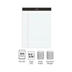 Staples Double-Sheet Notepad, 8.5" x 11.75", Letter Size, White, 100 Sheets/Pad (20-244)