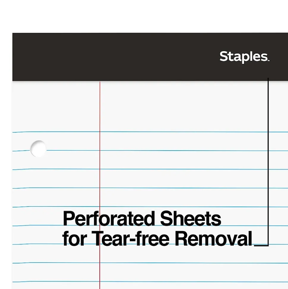 Staples Double-Sheet Notepad, 8.5" x 11.75", Letter Size, White, 100 Sheets/Pad (20-244)