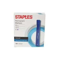 Staples DuraMark Permanent Markers, Medium Point, Blue, 12/Pack (18890)