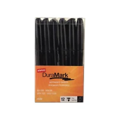 Staples DuraMark Permanent Markers, Fine Tip, Black, 12/Pack (20468-CC)