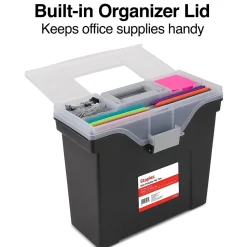 Staples File Box File Portable Tote, Letter Size, Black (140164/111108)