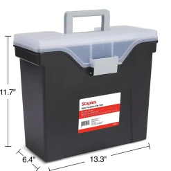 Staples File Box File Portable Tote, Letter Size, Black (140164/111108)