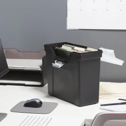 Staples File Box File Portable Tote, Letter Size, Black (140164/111108)