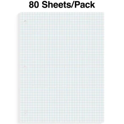 Staples® Graph Ruled Filler Paper, 8" x 10.5", 3-Hole Punched, White, 80 Sheets/Pack (ST40476B)