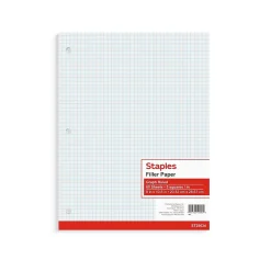 Staples® Graph Ruled Filler Paper, 8" x 10.5", White, 80 Sheets/Pack (ST25634D)