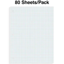 Staples® Graph Ruled Filler Paper, 8" x 10.5", White, 80 Sheets/Pack (ST25634D)
