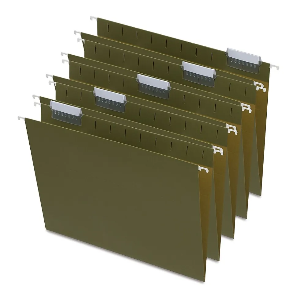 Staples Hanging File Folders, 1/5-Cut Tab, LLetter Size, Standard Green, 50/Box (45444-US)