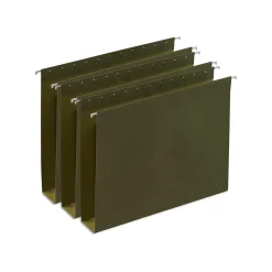 Staples Heavy Duty Box-Bottom Hanging File Folders, 2" Expansion, 1/5-Cut Tab, Letter Size, Green, 25/Box (ST117515)
