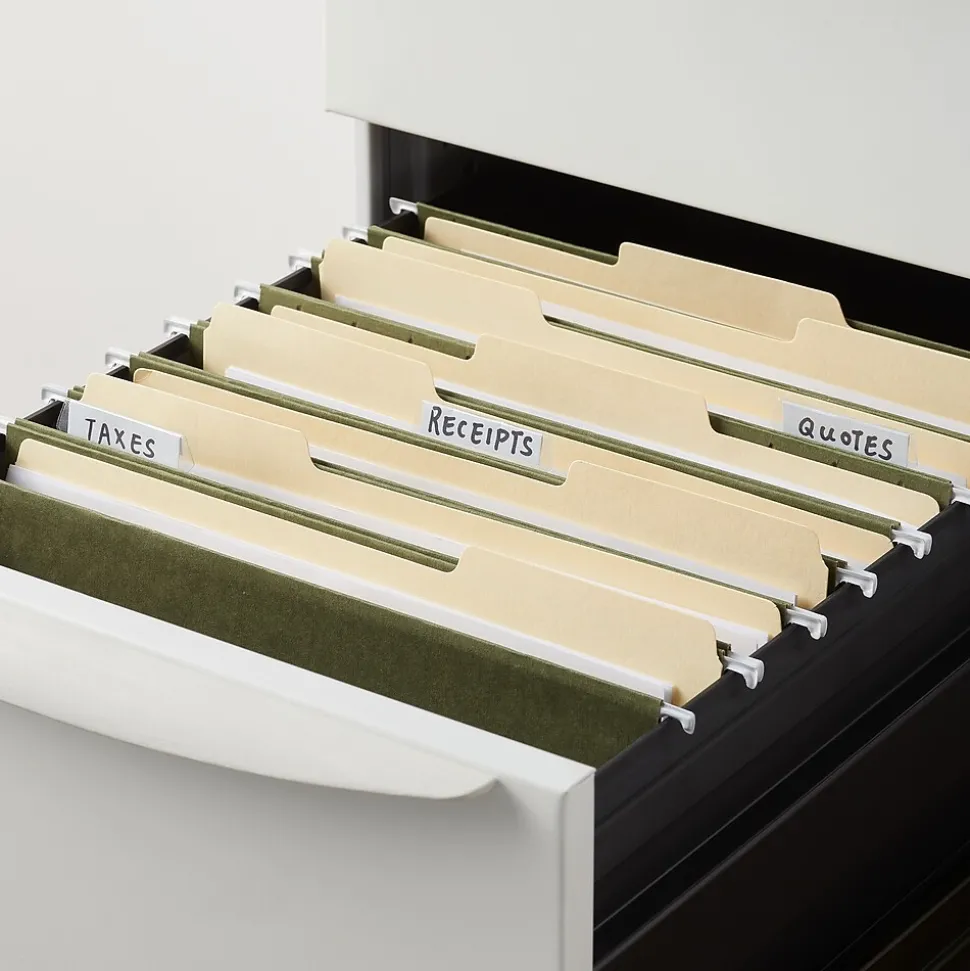 Staples Heavy Duty Box-Bottom Hanging File Folders, 2" Expansion, 1/5-Cut Tab, Letter Size, Green, 25/Box (ST117515)