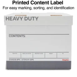 Staples Heavy Duty File Box, Lift Off Lid, Letter/Legal, White/Gray, 12/Carton (TR59219)