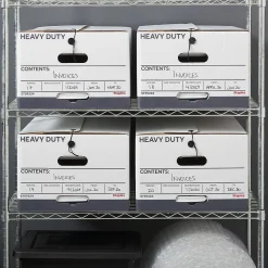 Staples Heavy Duty File Box, String and Button Lid, Legal, White/Gray, 4/Pack (TR59224)