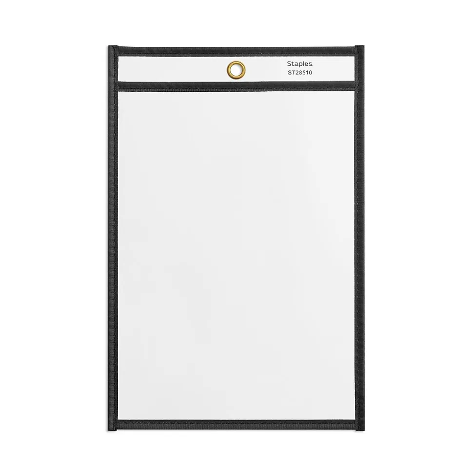 Staples Heavy Weight Stitched Job Ticket Holder, 6" x 9", Clear, 25/Pack (28510)