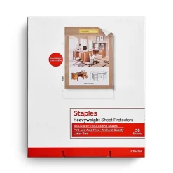 Staples Heavyweight Non-Glare Sheet Protector, 8.5" x 11", Clear, 50/Box (34749)
