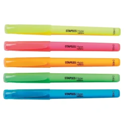 Staples Hype Stick Highlighters, Chisel, Assorted, 5/Pack (29349)