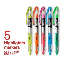 Staples® Hype! Stick Highlighters, Chisel Tip, Assorted, 5/Pack (34657-CC)