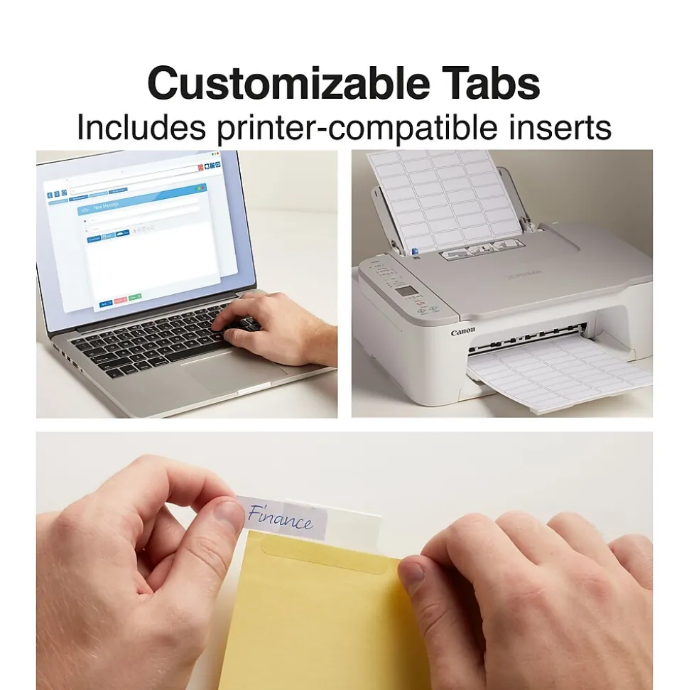 Staples Large Tab Insertable Paper Divider, 8 Tabs, Buff with Clear Tabs, 1 Set (18934/11112)