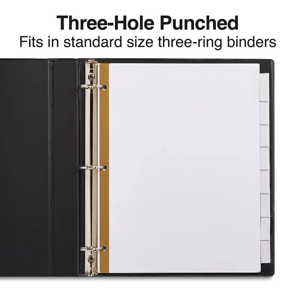 Staples Large Tab Insertable Dividers, 8-Tab, Clear (18935/11124)