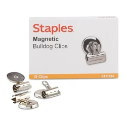 Staples Magnetic Bulldog Clips, 1.25"W, Metallic, 18/Pack (17694)