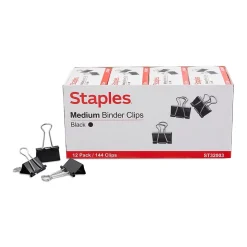 Staples Medium Binder Clips, Medium, Black, 576/Carton (32003)