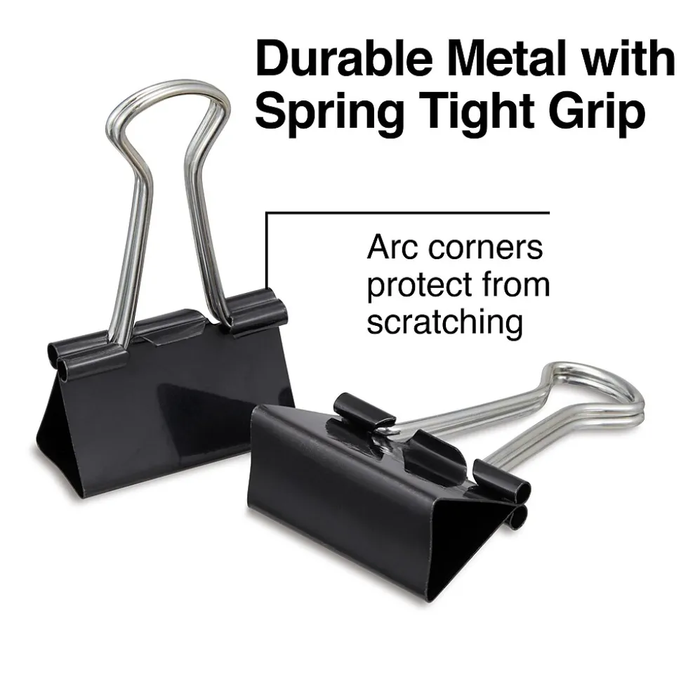 Staples Medium Binder Clips, Medium, Black, 576/Carton (32003)