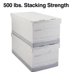 Staples Medium Duty 60% Recycled EZ Fold Corrugated File Box Lift Off Lid, Letter Size, White/Gray, 12/Carton (2489403)