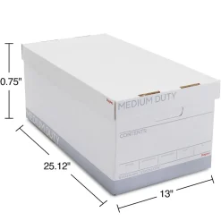 Staples Medium Duty 60% Recycled EZ Fold Corrugated File Box Lift Off Lid, Letter Size, White/Gray, 12/Carton (2489403)