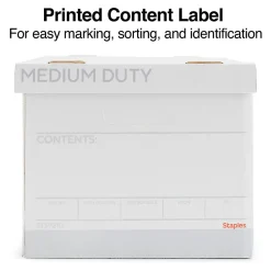 Staples Medium Duty File Box, Lift Off Lid, Letter/Legal, White (50141)