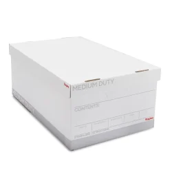 Staples Medium Duty File Box, Lift Off Lid, Legal, White/Gray, 4/Carton (TR59216)