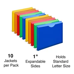 Staples Moisture Resistant File Pockets, Letter Size, Assorted Colors, 10/Pack (TR18372)