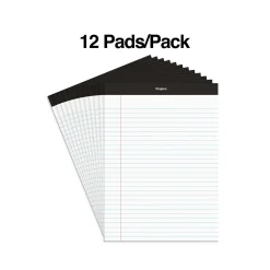 Staples Notepads, 8.5" x 11.75", Wide Ruled, White, 50 Sheets/Pad, Dozen (ST57339M/57339)