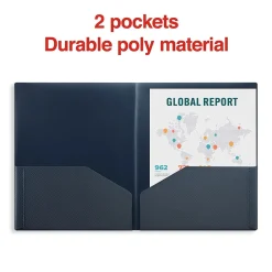 Staples 2-Pocket Plastic Presentation Folder, Blue (21624-CC/20644)