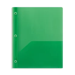 Staples 2-Pocket Plastic Presentation Folder with Fasteners, Green (ST26388-CC)