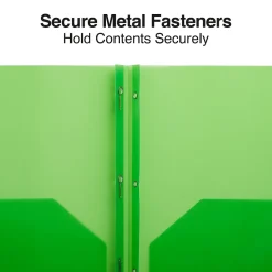 Staples 2-Pocket Plastic Presentation Folder with Fasteners, Green (ST26388-CC)